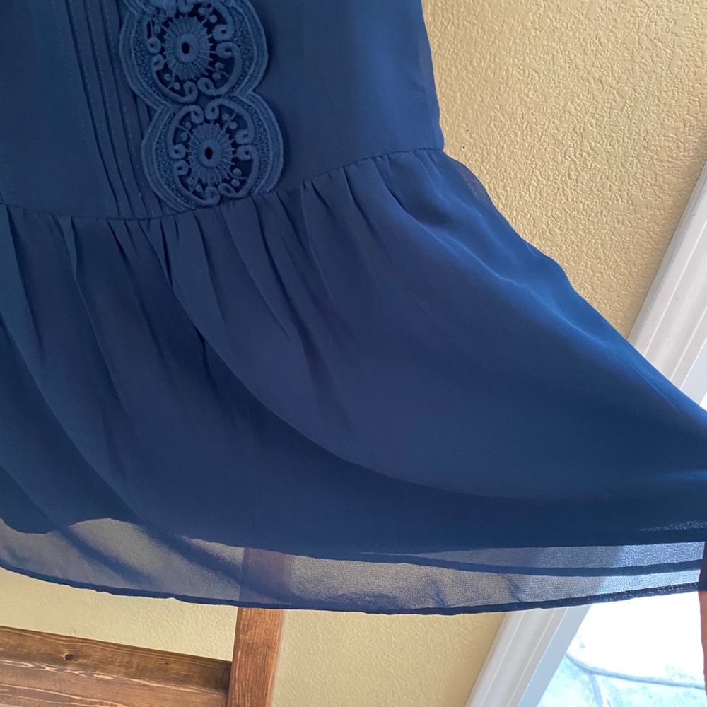 Ann Taylor LOFT petite navy blue slip dress comfy - Picture 4 of 7